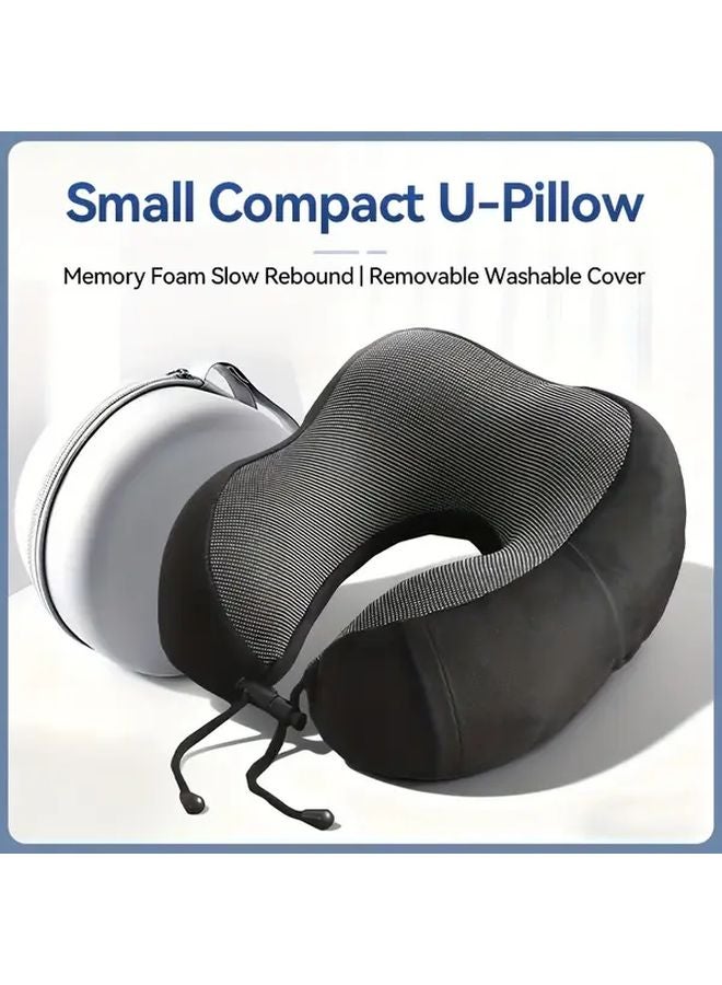 Dark Gray U Shaped Cervical Pillow Neck Support With Removable Cover Travel Bed Use - Image 1